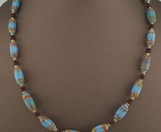 Vintage Venetian Style Sky Blue Trade Beads Necklace