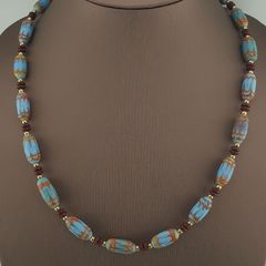 Vintage Venetian Style Sky Blue Trade Beads Necklace