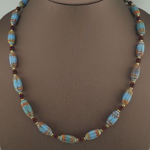 Vintage Venetian Style Sky Blue Trade Beads Necklace