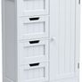 Bathroom Cupboard 4 Drawer 1 Door Floor Standing Cabinet Unit Storage Wood, White Image 2