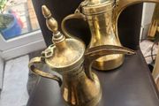 Vintage Eastern brass chocolate pots ...polished