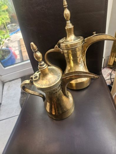 Vintage Eastern brass chocolate pots ...polished