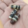 Vintage Himalayan Tibetan Lot of 3 Mixed Pattern Agate Dzi Beads Image 4
