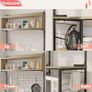 80cm Bread Rack & Microwave Rack with 4 Shelves, Multi-functional Coffee Bar Shelf, 8 Side Hooks, Open Shelf Suitable for Kitchens, Dining Rooms, Living Rooms (oak) Image 6