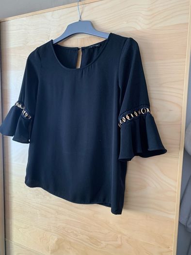 River Island Black & Gold Bell Sleeve Top