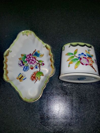 Herend Queen Victoria pattern tray and holder