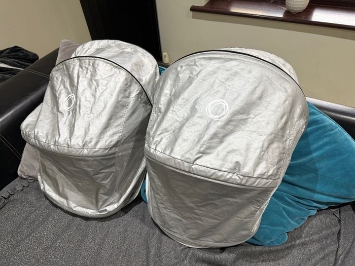 bugaboo donkey 2x silver hoods in swords