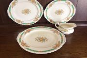 Art Deco Grindley England Set of 3 oval Graduating serving platters and matching gravy jug