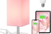 Touch Table Lamp, Pink Bedside Lamps with 3 Way Dimmable, Small Bedside Lamp with USB C+A Charging Ports, Bedroom Lamp for Bedroom Living Room with Pink Fabric Shade (LED Bulb Included)