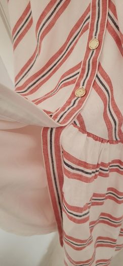 KARL LAGERFIELD Paris striped nautrical belted midi with gold tone button Sz 8 US (Fit 12UK) - Rrp 335 (New)