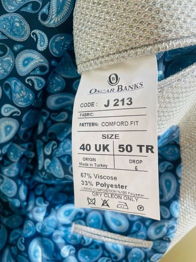 Oscar Banks Silver Blazer (UK Size 40)