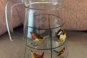 Vintage Clear Glass Jug Wild Bird Design