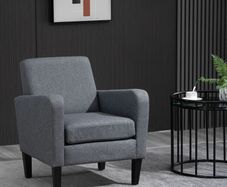 Modern Fabric Accent Chiar Club Armchair Sofa with Padded Seat,Light Grey (FREE SHIPPING)