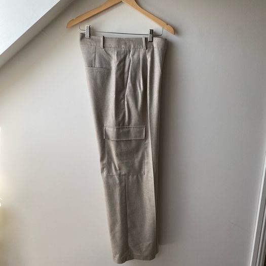 Massimo Dutti Wide Leg Wool Cargo Trousers