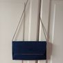 Navy Faux Suede Clutch With Detachable Chain Image 2