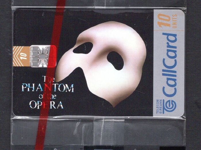 1998 Ireland 10 unit Andrew Lloyd Webber's The Phantom of the Opera musical (Schlumberger SC7 chip) Call Card Mint in Packaging. Telecom Eireann Card Number 1223