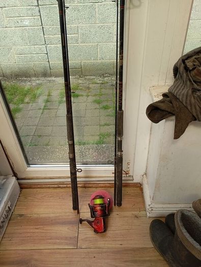fishing rods and large spinning reel