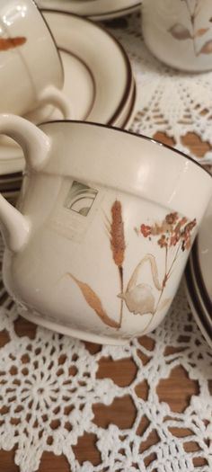 Vintage Arklow Honey Stone Cup and Saucer x6 Whead Field Ceramic Ireland