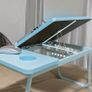 Laptop Bed Table with Foldable Legs & Cup Slot, Reading Holder Notebook Stand Breakfast Bed Tray Book Holder for Sofa, Bed, Terrace, Balcony (Blue) Image 3