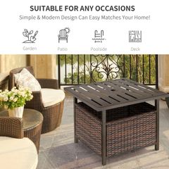 New. Outdoor Rattan Wicker Patio Coffee Table with Umbrella Hole, Suitable for Garden, Backyard - Brown  (Free Delivery)