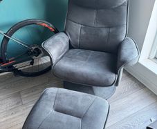Recliner Swivel Chair & Footstool - Grey