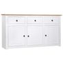 Sideboard White 135x40x80 cm Solid Pinewood Panama Range Image 3