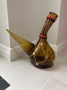 Brown Glass Retro Spanish Porron Wine Decanter Pitcher