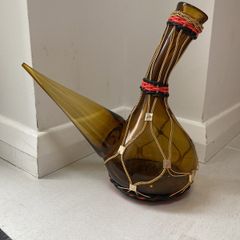 Brown Glass Retro Spanish Porron Wine Decanter Pitcher