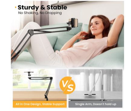 Articulating Overhead Tripod Mount Arm Phone Holder