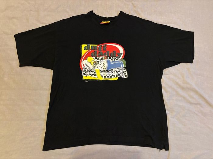 Official The Simpsons Homer Simpson "Duff Daddy" Black Graphic T-Shirt - Size Large