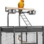 Large Aviary Cage for Parrots Inseparable Large with Pedestal Metal Wheels for Indoor Outdoor 65.5 x 65.5 x 156 cm Black Image 6