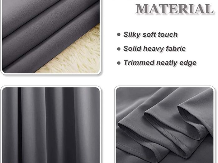 MULTIPLE SIZES AVAILABLE Grey Blackout Curtains - Super Soft Curtains for Bedroom Eyelet Curtains 46 x 54-inch Drop Noise Reduce Curtains for Living Room/Home Office, 2 PCs, Grey (FREE SHIPPING)