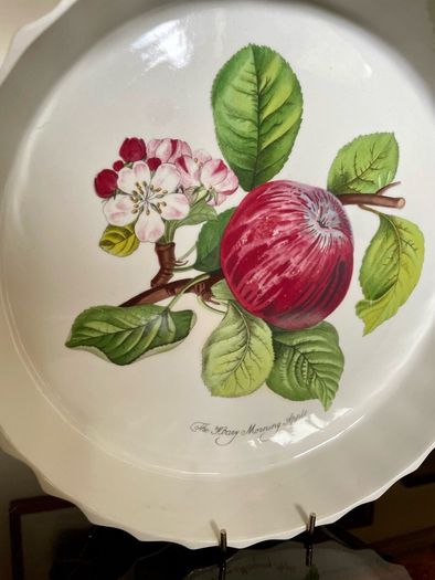 Large Portmeirion Pomona Hoary Morning Apple 10 in 27cm Cottagecore Oven Tart Quiche 1980s