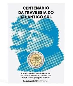 Portugal 2 Euro Commemorative Coin 2022 - 100th Anniversary of the First Crossing of the South Antarctic by Plane BU. Blister Card.