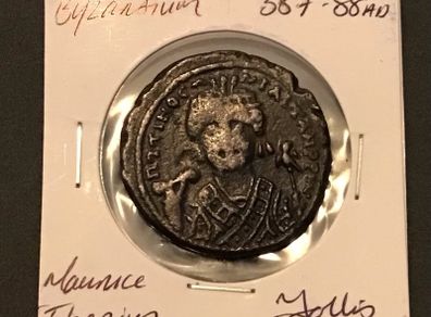 Byzantine Empire Emperor Maurice Tiberius 587 AD Follis