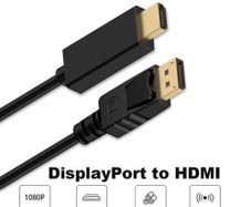1.8M Display Port To HDMI Cable Converter Laptops/Pcs Compatible Dell/HP
