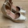 Ladies gold wedge shoes Image 3