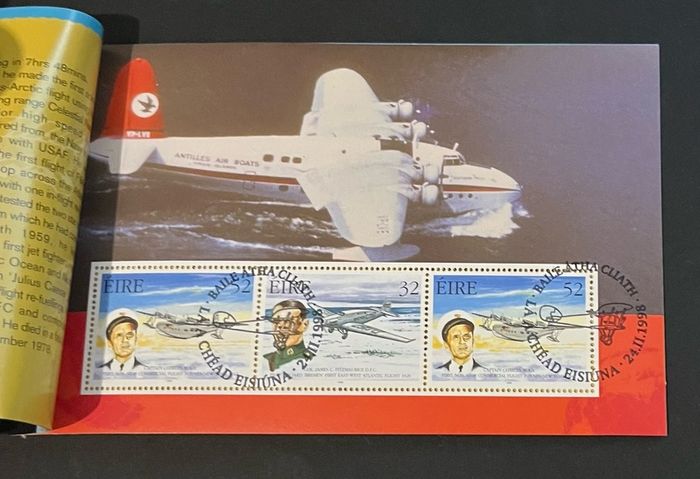 1998 Ireland Pioneers of Irish Aviation Commemorative Stamps Booklet with Dublin First Day of Issue Pictorial Cancel. Hibernian HB63