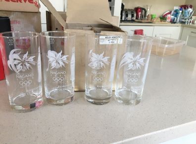 Coca Cola glasses Nagano Japan Olympics 1998 rare