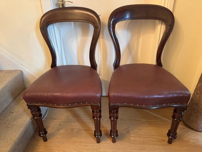 Pair of Antique Victorian Mahogany Balloon Back Chairs