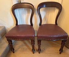 Pair of Antique Victorian Mahogany Balloon Back Chairs
