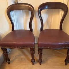 Pair of Antique Victorian Mahogany Balloon Back Chairs