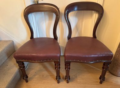 Pair of Antique Victorian Mahogany Balloon Back Chairs