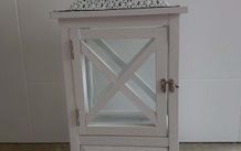White wooden decorative lantern with drawer