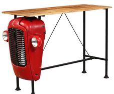 Tractor Bar Table Solid Mango Wood Red 60x150x107 cm