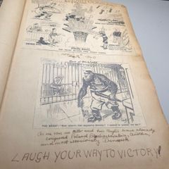 Original 1940 WWII Home Front Scrapbook  War Cartoons, Press Cuttings & Royal Family Photos