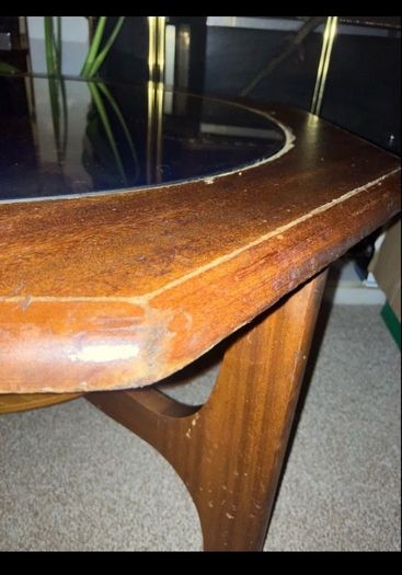 Mid Century Octagonal Coffee Table with Glass Top