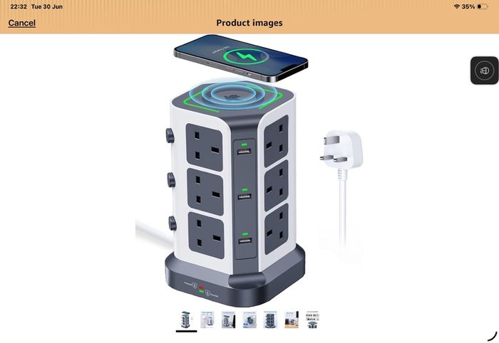 Tower Extension Lead 5m with wireless charger