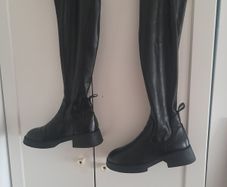 ladies new  over the knee black leather boots