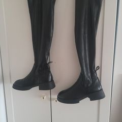 ladies new  over the knee black leather boots